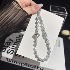 Rhinestone Flower Pearl Necklace