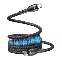 ENKAY PD100W Type-C to Type-C Magnetic Self-Coiling Braided Charging Data Cable, 1m, 1.5m, 2m
