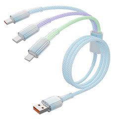 ENKAY 120W USB to Dual Type-C & 8 Pin Nylon Braided Fast Charging Cable, Length: 1.2m, ENK-CB185