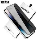 10pcs 360-Degree Privacy Silk-Screen Print Large Curved Edge High-Aluminium Tempered Glass Film, For iPhone 14 Pro Max, For iPhone 13 Pro Max, For iPhone 13 Pro, For iPhone 13, For iPhone 12, For iPhone 12 Pro Max, For iPhone 12 Pro