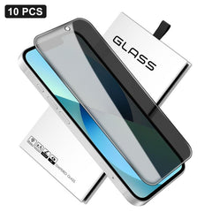 10pcs 360-Degree Privacy Silk-Screen Print Large Curved Edge High-Aluminium Tempered Glass Film, For iPhone 14 Pro Max, For iPhone 13 Pro Max, For iPhone 13 Pro, For iPhone 13, For iPhone 12, For iPhone 12 Pro Max, For iPhone 12 Pro