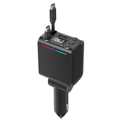 C88 With Dual Retractable Cable Bluetooth 5.3 USB Car Charger Cigarette Lighter Adapter, C88