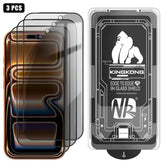 3pcs Easy Install Box Dust-Free 3D Curved Edge Privacy Electroplated Explosion-Proof Tempered Glass Film, For iPhone 17 Pro Max, For iPhone 17 Pro, For iPhone 17, For iPhone Air, For iPhone 16 Pro Max, For iPhone 16 Pro, For iPhone 16