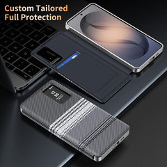 Rainbow Plaid Pattern Smart View Vegan Leather Phone Case, For Samsung Galaxy S24 5G, For Samsung Galaxy S23 FE 5G, For Samsung Galaxy S23 Ultra 5G, For Samsung Galaxy S22 Ultra 5G