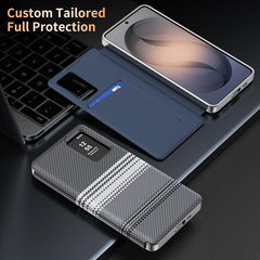 Rainbow Plaid Pattern Smart View Vegan Leather Phone Case, For Samsung Galaxy S26+ 5G, For Samsung Galaxy S26 Ultra 5G, For Samsung Galaxy S26 5G, For Samsung Galaxy A57 5G