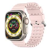 Ocean Perforated Silver Buckle Breathable Silicone Watch Band, For Apple Watch 46mm / 49mm / 45mm / 44mm