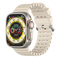 Ocean Perforated Silver Buckle Breathable Silicone Watch Band, For Apple Watch 46mm / 49mm / 45mm / 44mm