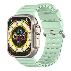 Ocean Perforated Silver Buckle Breathable Silicone Watch Band, For Apple Watch 46mm / 49mm / 45mm / 44mm