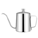 Swan-Necked Narrow-Mouth Stainless Steel Pour-Over Coffee Pot with Lid, 350ml, 600ml