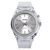 SkMEI 1553 Women LED Color Light Transparent Waterproof Watch Inlaid With Water Drill