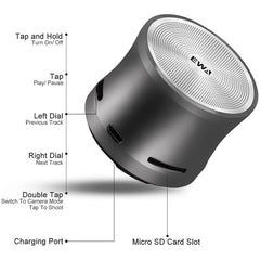 EWA A109M Portable Bluetooth Speaker Wireless Heavy Bass Bomm Box Subwoofer Phone Call Surround Sound Bluetooth Shower Speaker