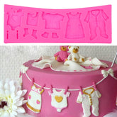 2 PCS Baking Mold Baby Shoes Fondant Cake Mold Kid Clothes Silicone DIY Chocolate West Point Mold, Kid Clothes Shape