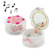Cute Plastic Rotating Dance Ballet Music Box Children Toys Home Decorations, White, Pink
