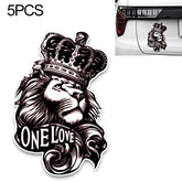 5 PCS YJZT One Love Lion Crown PVC Animal Car Sticker, 10x15.3CM, Lion Crown