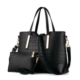 2 in 1 Vintage Messenger Bags Shoulder Handbag Women Crocodile Pattern Composite Bag Leather Wallet