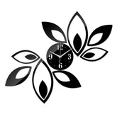 Flower Art Modern Design DIY Removable 3D Crystal Mirror Wall Clock Wall Sticker Living Room Bedroom Decor