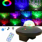 LED Water Wave Laser Starry Sky Projector Light USB Remote Control Bluetooth Voice Control Laser Light Rotating Magic Ball Light