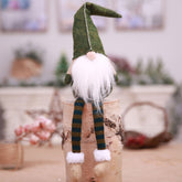 Cute Sitting Faceless Long-legged Elf Doll Christmas Decoration, Green, Grey, Red