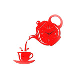 Creative DIY Acrylic Coffee Cup Teapot 3D Wall Clock Decorative Kitchen Wall Clocks Living Room Dining Room Home Decor Clock