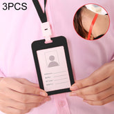 3 PCS Credit Card Holders PU Bank Card Neck Strap Bus Card ID Card Holder Identity Badge with Lanyard, Black, Pink, Gray, Green, Red, Yellow, Light Blue, Orange, Sapphire Blue