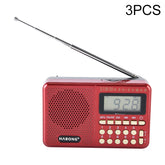 3 PCS HABONG KK-170 Portable 21 Bands FM/AM/SW Radio Rechargeable Radio Receiver Speaker, Support USB / TF Card / MP3 Music Player