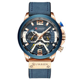 CURREN M8329 Casual Sport Leather Watch for Men, Rose blue, Rose black, Gold black, Black Khaki, White black