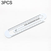 3 PCS Metal Steel Ruler Bookmark Drawing Supplies, 15CM Black, 15CM White, 12CM White, 12CM Black