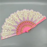 Spain Style Plastic Folding Fan Peacock Lace Fan Ladies Dance Gilding Fan, 23x42cm