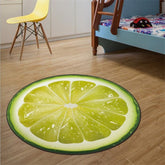 Fruit Pattern Rug Round Crystal Velvet Non-Slip Room Carpet Mat, Diameter 60cm, Diameter 80cm, Diameter 100cm, Diameter 120cm, Diameter 160cm