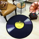 Creative Retro 3D DVR Record Carpet Round CD Floor Mat Home Decor Living Room Kid Bedroom Decoration Rug,, Diameter 60cm, Diameter 80cm, Diameter 100cm
