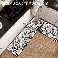 Geometric Lattice Carpet Kitchen Bath Antiskid Mat, 40x60cm + 40x120cm, 50x80cm + 50x160cm