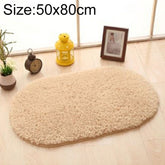 Faux Fur Rug Anti-slip Solid Bath Carpet Kids Room Door Mats Oval Bedroom Living Room Rugs, 50x80cm