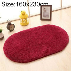 Faux Fur Rug Anti-slip Solid Bath Carpet Kids Room Door Mats Oval Bedroom Living Room Rugs, 160x230cm