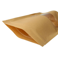 50 PCS Zipper Self Sealing Kraft Paper Bag with Window Stand Up for Gifts/Food/Candy/Tea/Party/Wedding Gifts, 18x26+4cm, 20x30+5cm, 23x35+5cm, 30x40+6cm