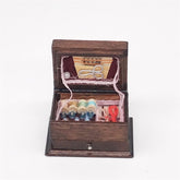 1:12 Mini House Toy Simulation Classical Solid Wood Chinese Retro Sewing Box, Sewing Box