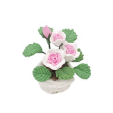 1:12 Mini House Toy Pocket Ornaments Simulation Potted Plant Rose, Pink and White Rose