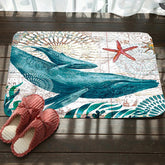 Marine Series Pattern Bathroom Toilet Non-slip Mat Flannel Absorbent Foot Pad, 46x76cm, 50x80cm