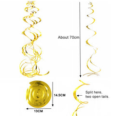 5 PCS 70cm PVC Spiral Ornaments Christmas Kindergarten Classroom Birthday Party Scene Layout Hanging Sequin Ornaments