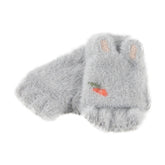 Children Half Finger Gloves Knitted Cold Warm Plus Velvet Fingerless Gloves