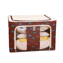 Folding Storage Box Non Woven Fabric With Zipper Moisture-proof Clothes Storage Box, 80L 60x40x32cm