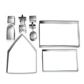 10 in 1 3D Stainless Steel Biscuit Mold Christmas Gingerbread House Baking Tools, Gingerbread Mold(10 in 1)