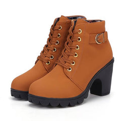 Fashion Square High Heels Solid Color Sneakers Women Snow Boots, 39, 40, 41