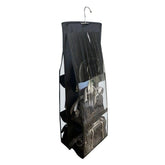 6 Pockets 3 Layers Foldable Hanging Bag Shelf Bag Purse Handbag Organizer, Black, Gray