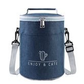 Round Lunch Bag Insulated Lunch Box Foldable & Portable Lunch Tote, L, M