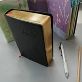 Ultra-Thick Retro Simple Lmitation Leather Thick Horizontal Blank Notebook, Specifications:Large Gold Rim Horizontal Line, Small Gold Rim Blank, Small White Rim Blank, Large White Rim Blank, Large White Rim Horizontal Line, Large Gold Rim White