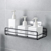 Wrought Iron Bathroom Shelf Wall Mounted Free Punch Toilet Rack, Square (Black), Square (White)