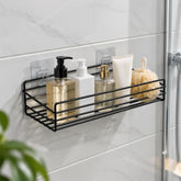 Wrought Iron Bathroom Shelf Wall Mounted Free Punch Toilet Rack, Square (Black), Square (White)