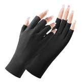 Ladies Sunscreen Gloves Half Finger Ice Silk Gloves,Style:, Cent Finger, Linked Finger