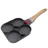 20cm Home-made Maifan Stone Four-hole Fried Egg Non-stick Flat-bottom Egg Dumpling Pot Breakfast Artifact, Flat-bottom Pot
