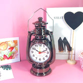 Retro Table Oil Lamp Small Alarm Clock Desktop Table Clock Living Room Decoration Supplies Office Craft Jewelry, Silver, Bronze, Ebony